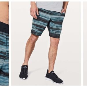 Lululemon T.H.E. Short *Linerless 9" Updated Sz M black blue stripes